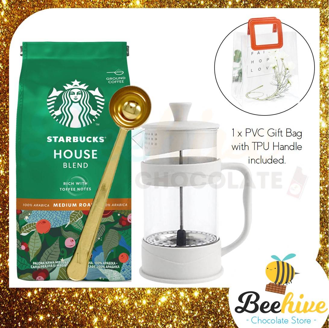 Starbucks Ground Coffee with French Press Premium Gift Bag Set
